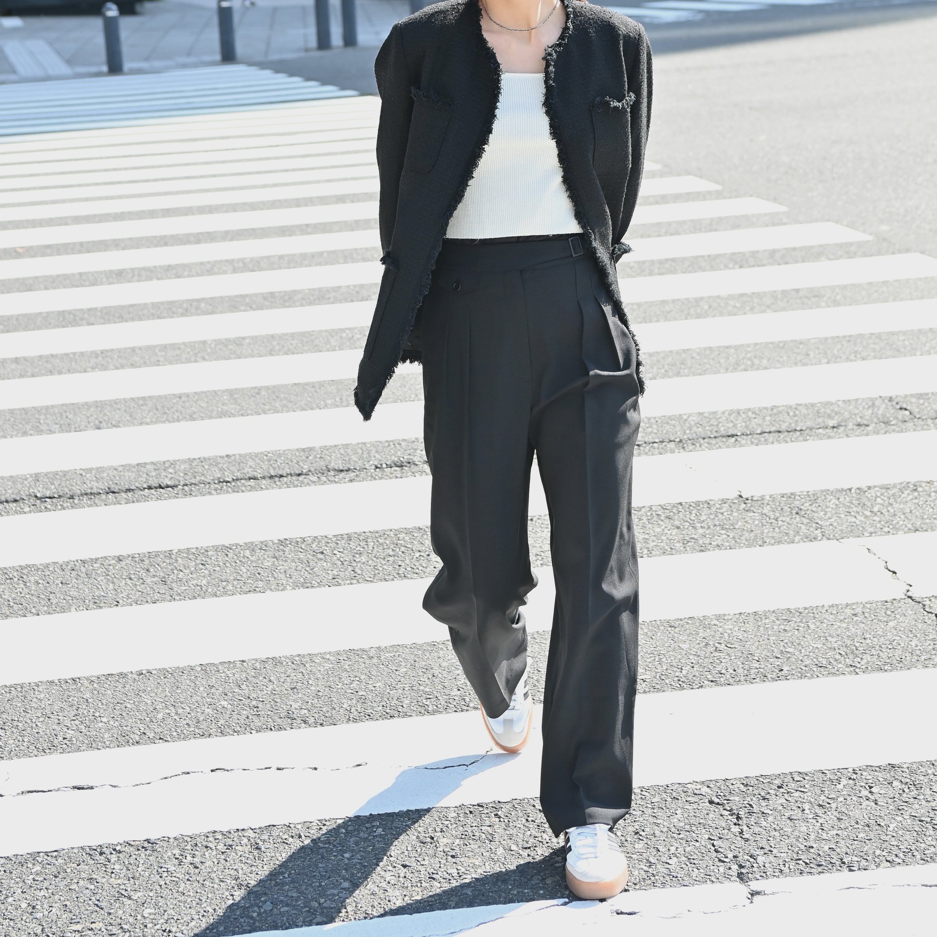 Detail Waist Straight Pants