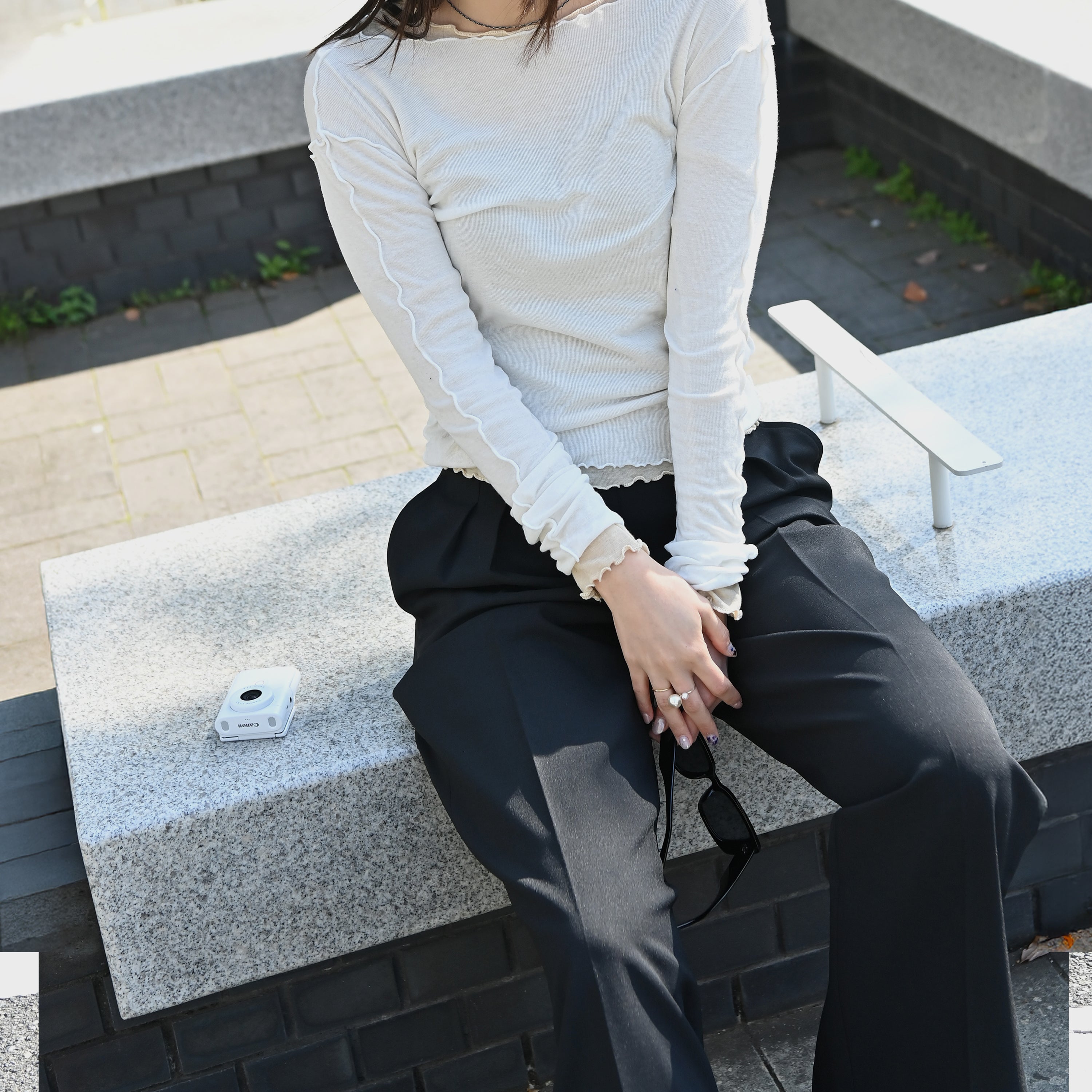 Detail Waist Straight Pants