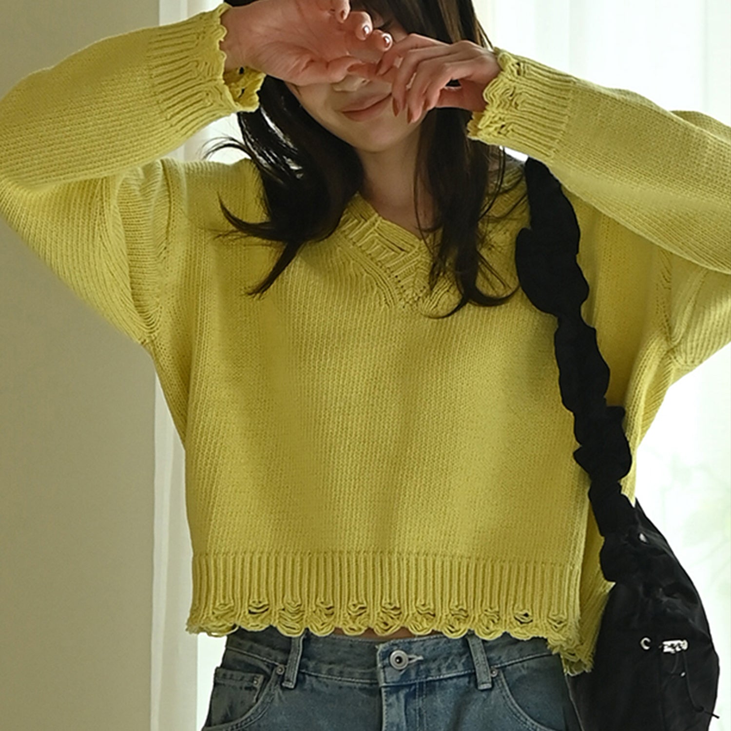 Maroon V-neck knit