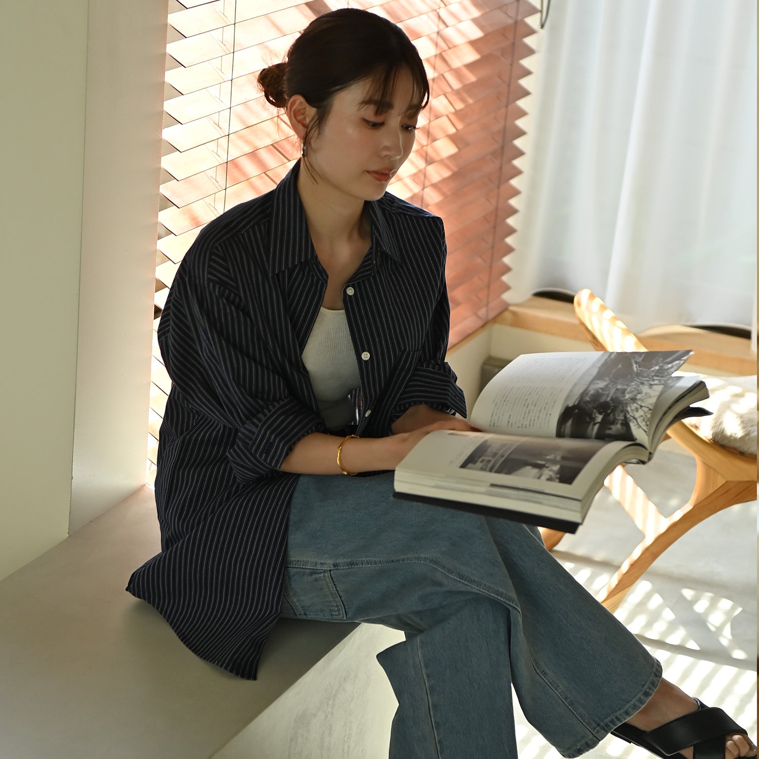 Cotton Oversized Stripe Shirts_#1