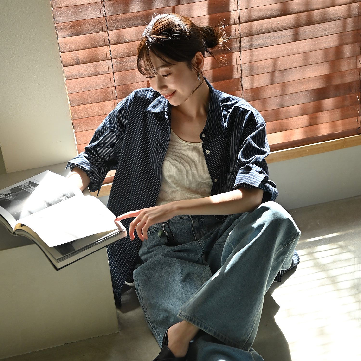 Cotton Oversized Stripe Shirts_#1