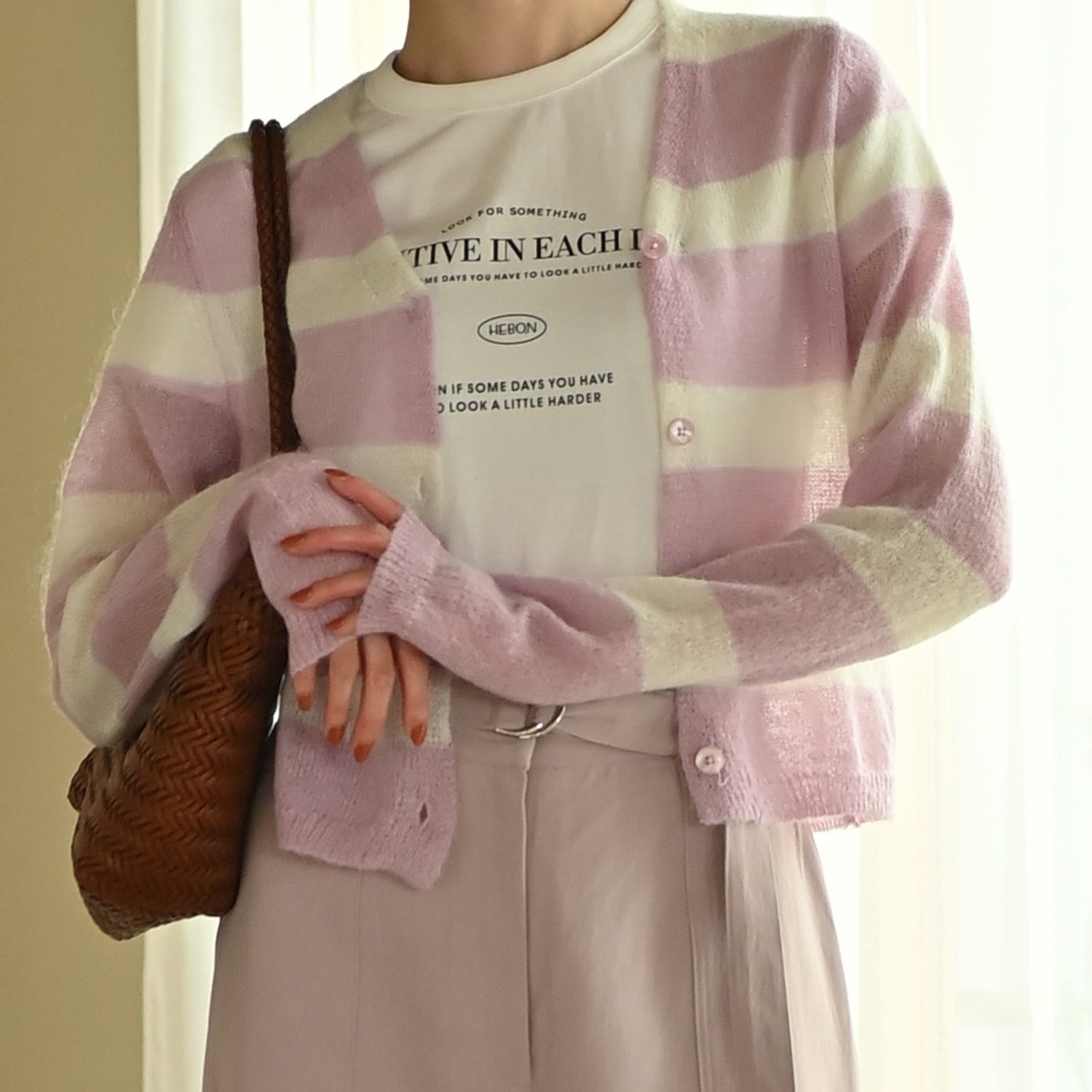Tand Stripe  crop cardigan