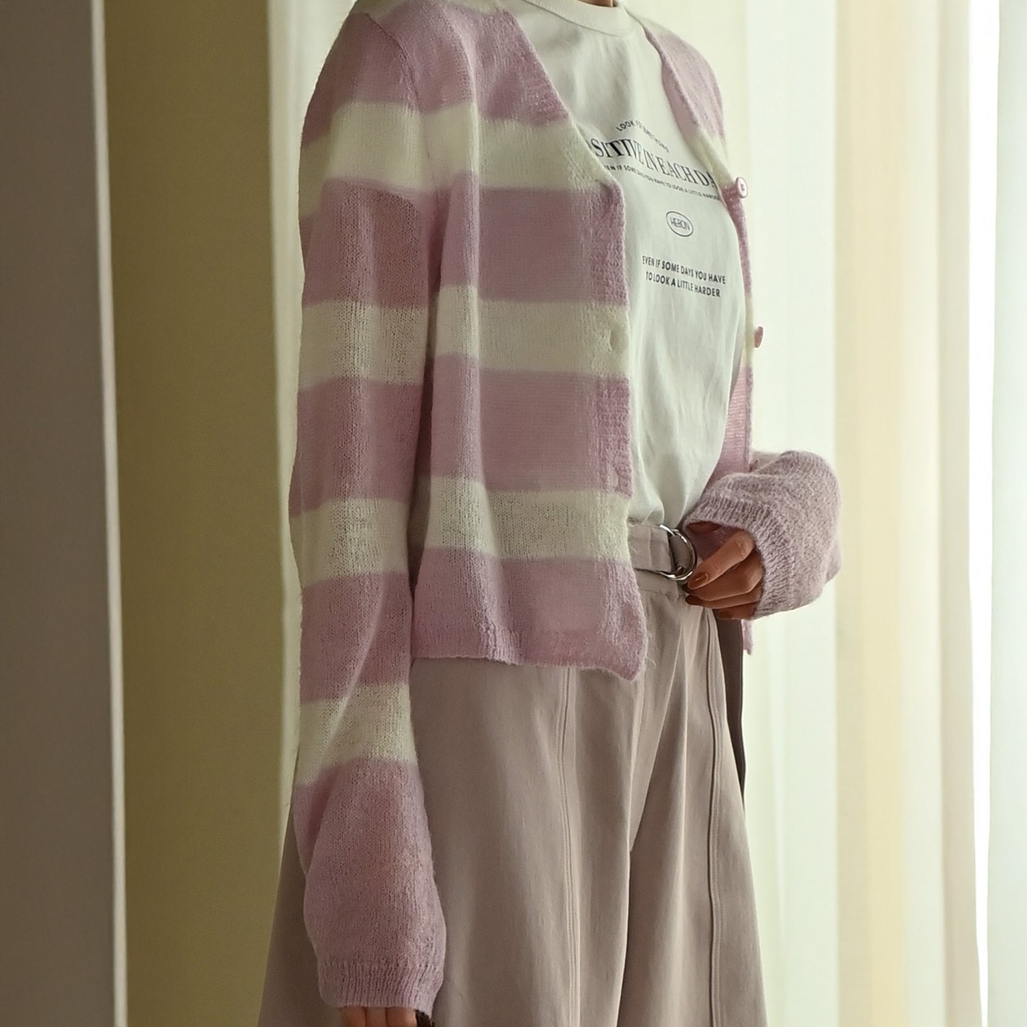 Tand Stripe  crop cardigan