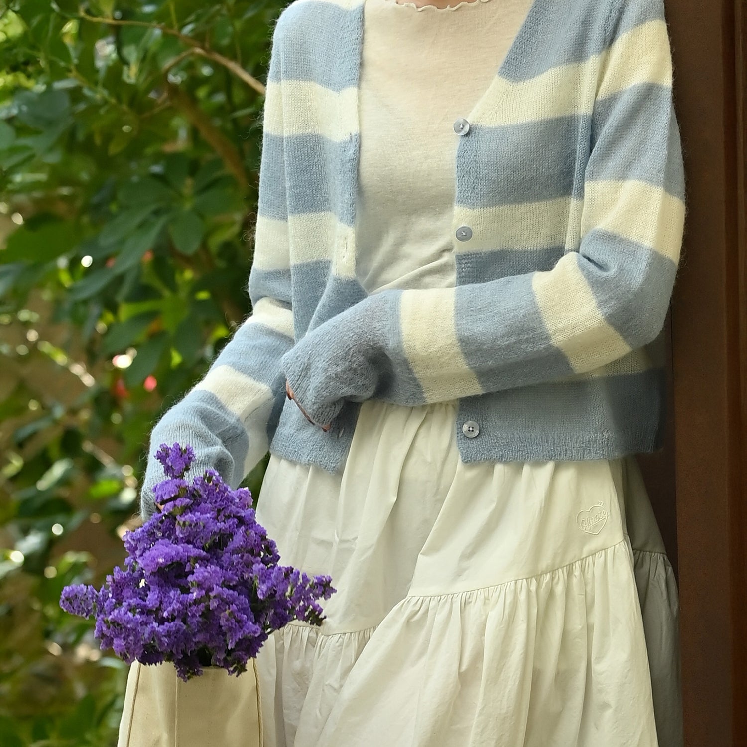 Tand Stripe  crop cardigan