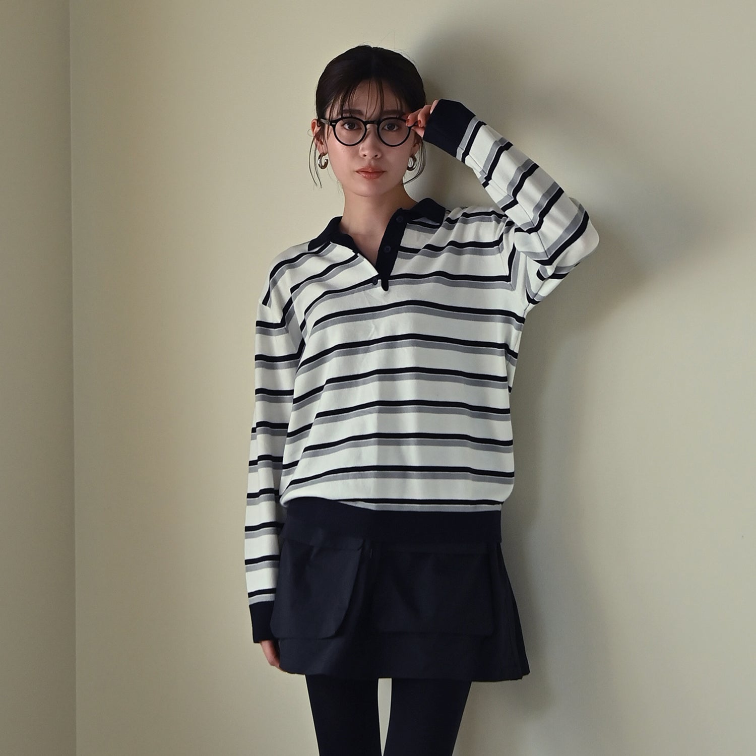 Striped Open Collar Sweater
