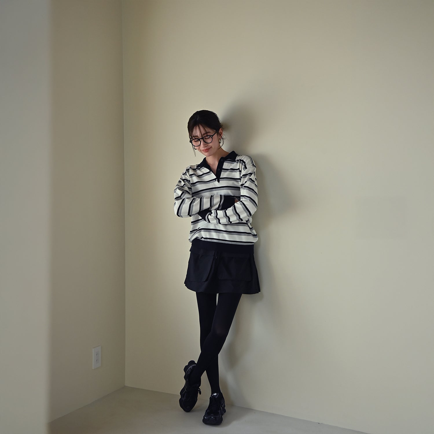 Striped Open Collar Sweater