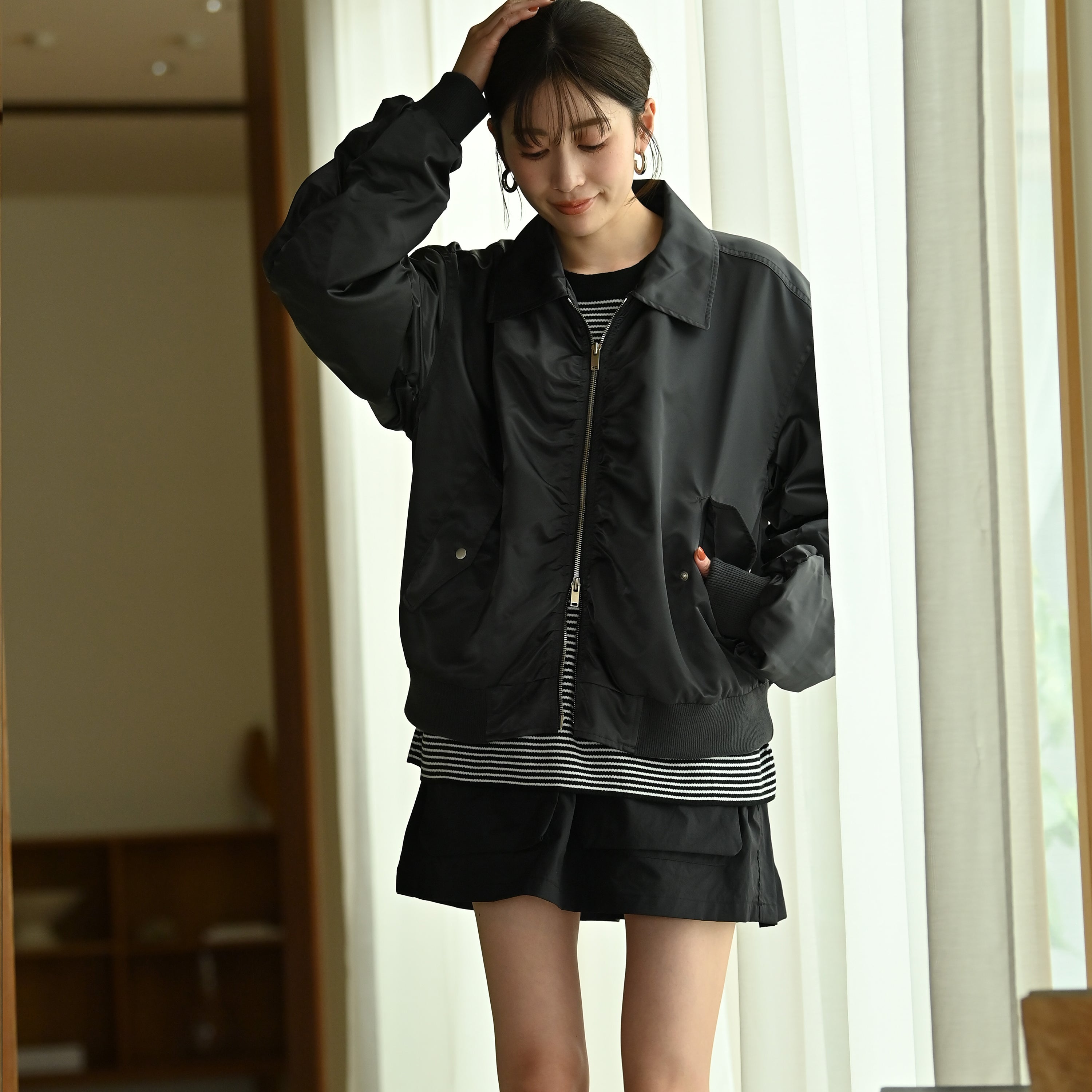 Glossy Shirring M1 Jacket