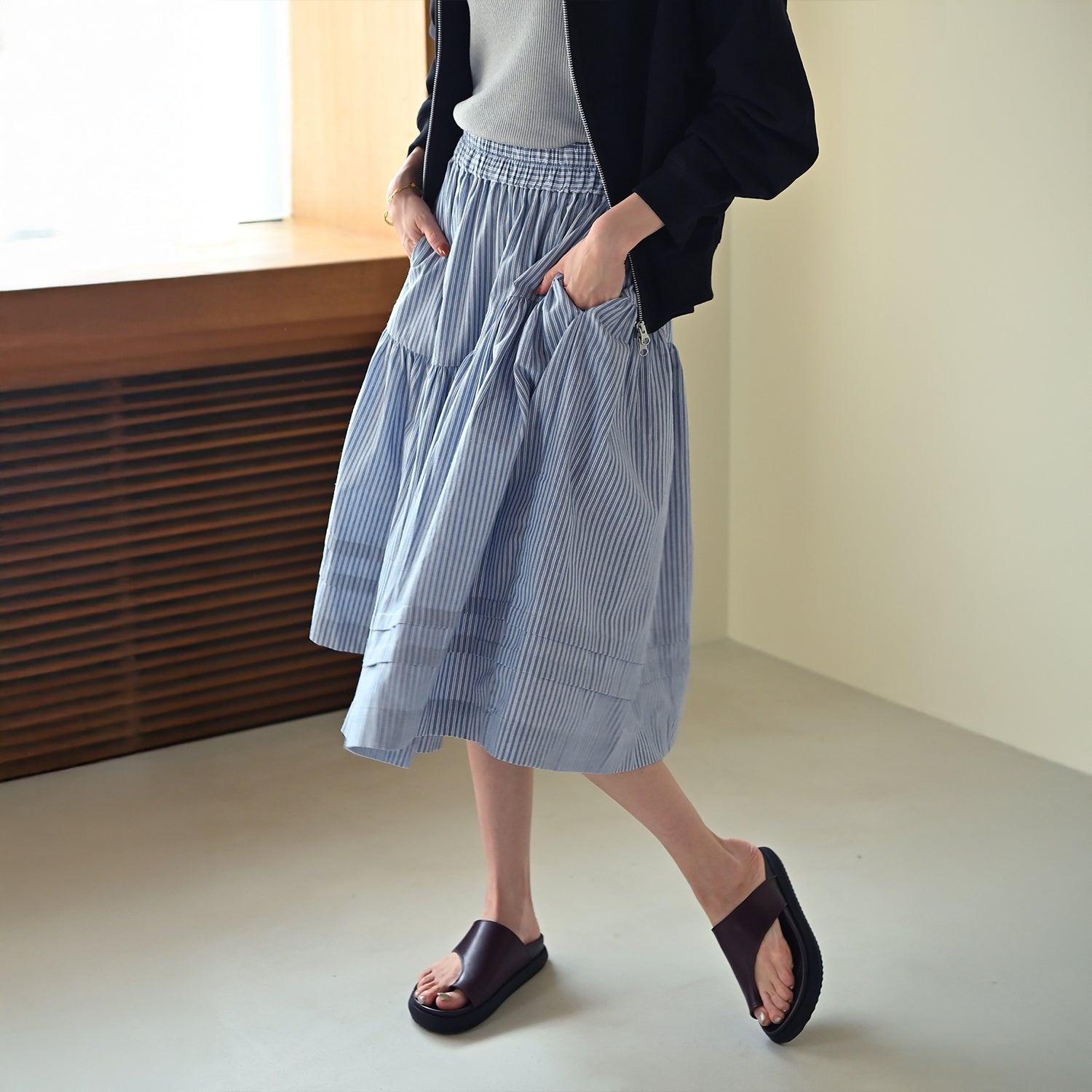 Shirring Tiered Banding Skirts