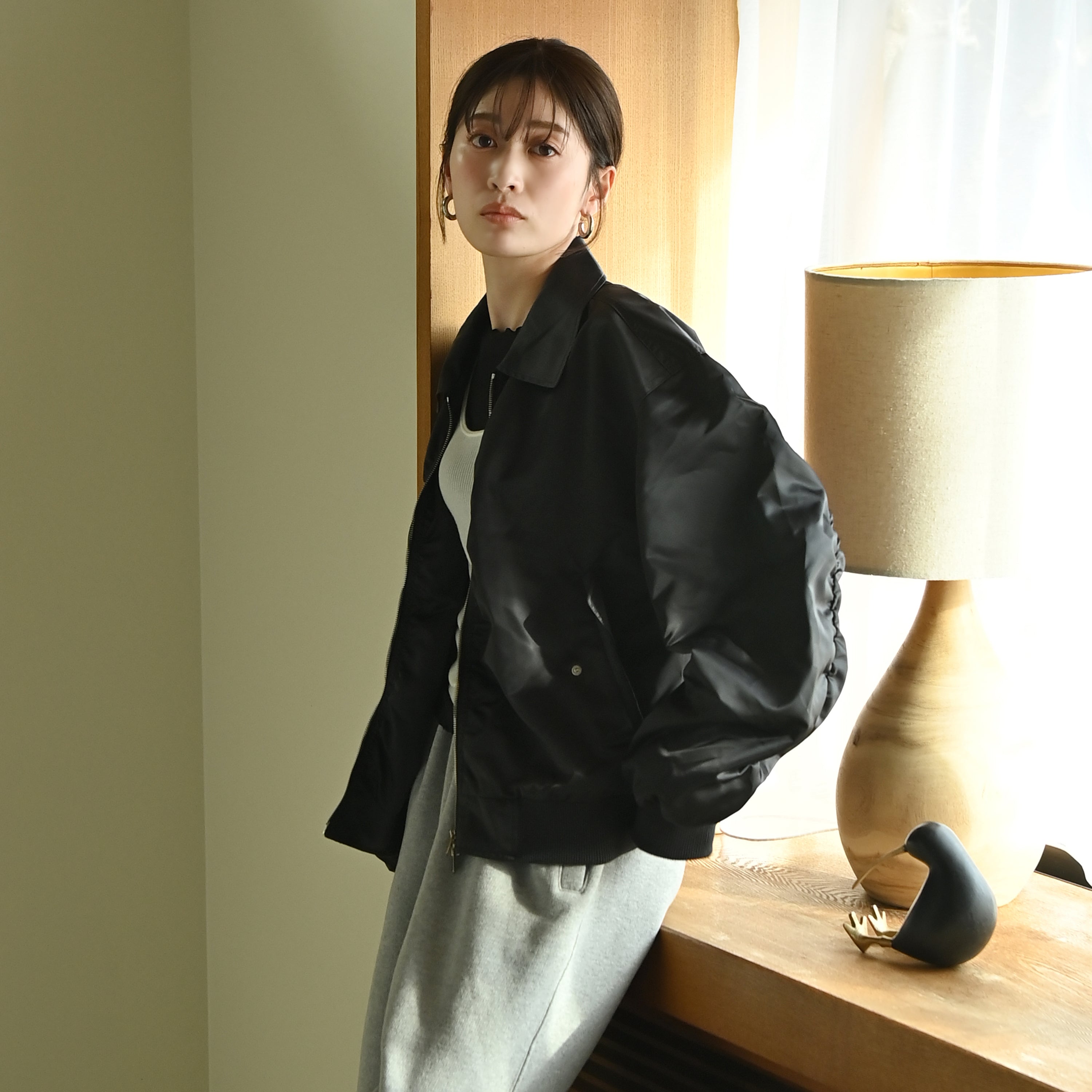 Glossy Shirring M1 Jacket